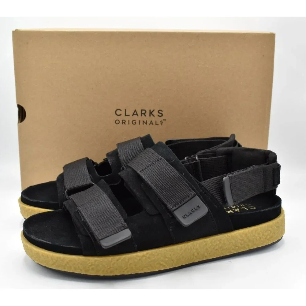 Clarks Mens Size 11.5 Overleigh Tor Black Sandals Shoes